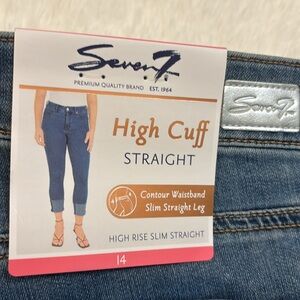 SEVEN 7 HIGH CUFF straight leg JEANS women’s Size 14 NWT